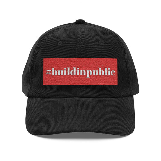 Embroidered Vintage Corduroy Cap for Creators - #BuildInPublic