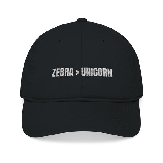 Zebra Unicorn Embroidered Organic Baseball Cap